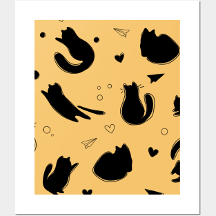 Cute Cat Pattern Posters and Art
